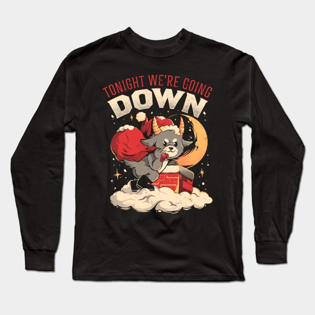 Tonight We re Going Down - Dark Funny Goth Devil Baphomet Christmas Gift Long Sleeve T-Shirt by eduely